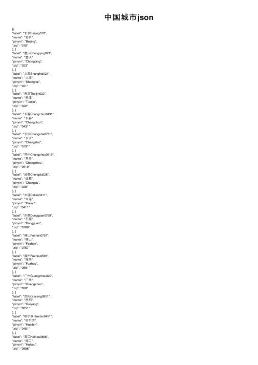 中国城市json