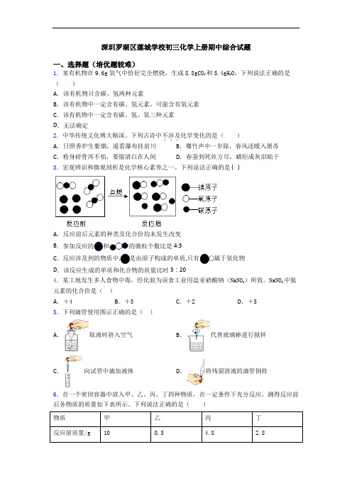 深圳罗湖区莲城学校初三初三化学上册期中综合试题