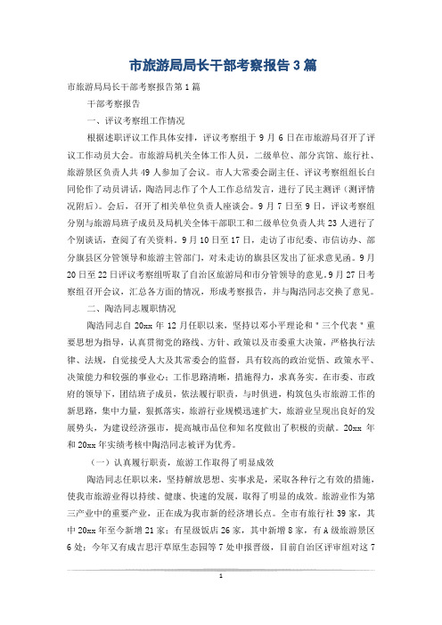 市旅游局局长干部考察报告3篇