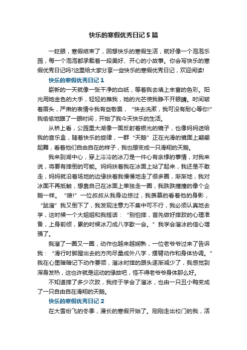 快乐的寒假优秀日记5篇