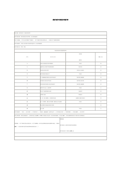 采矿权许可变更开采矿种资料表格