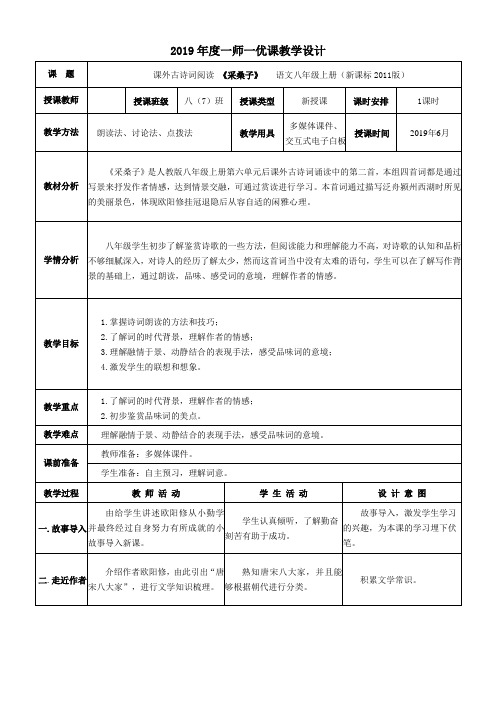 新人教版(部编)八年级语文上册《外古诗词诵读  采桑子(轻舟短棹西湖好)》优质课教案_9