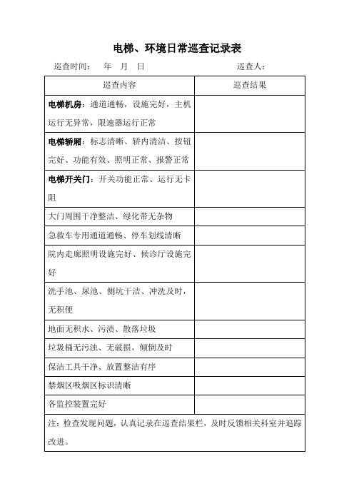 电梯、环境日常巡查记录表