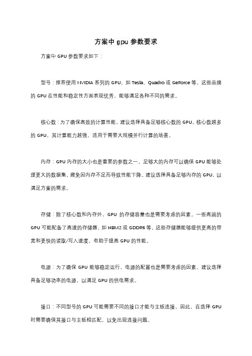 方案中gpu参数要求