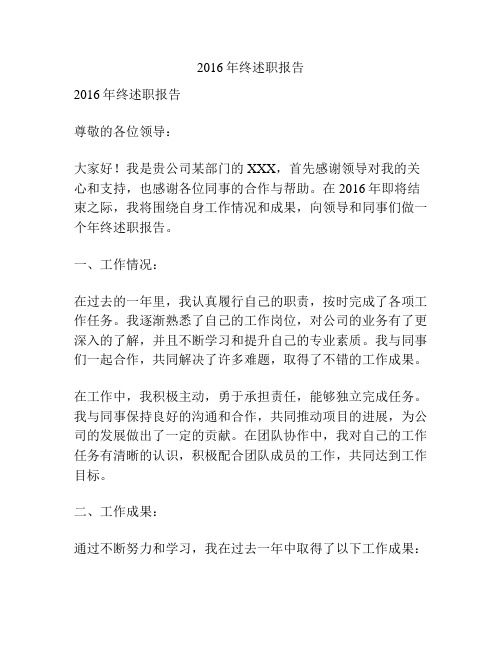 2016年终述职报告