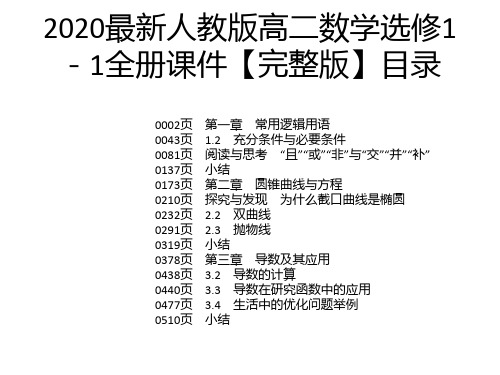 2020最新人教版高二数学选修1-1全册课件【完整版】