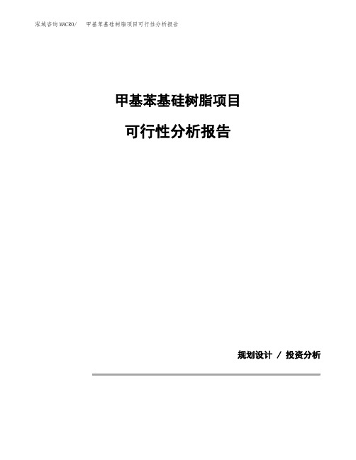 甲基苯基硅树脂项目可行性分析报告(模板参考范文)