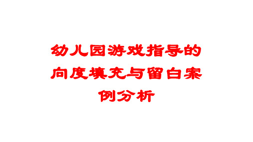 幼儿园游戏指导的向度填充与留白案例分析讲义