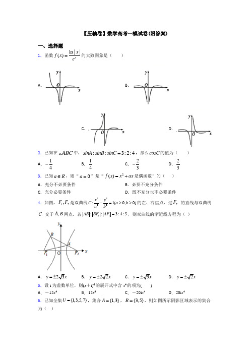 【压轴卷】数学高考一模试卷(附答案)