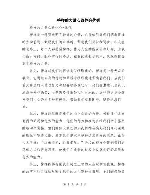 榜样的力量心得体会优秀