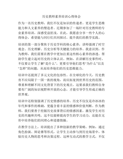 历史教师素养培训心得体会