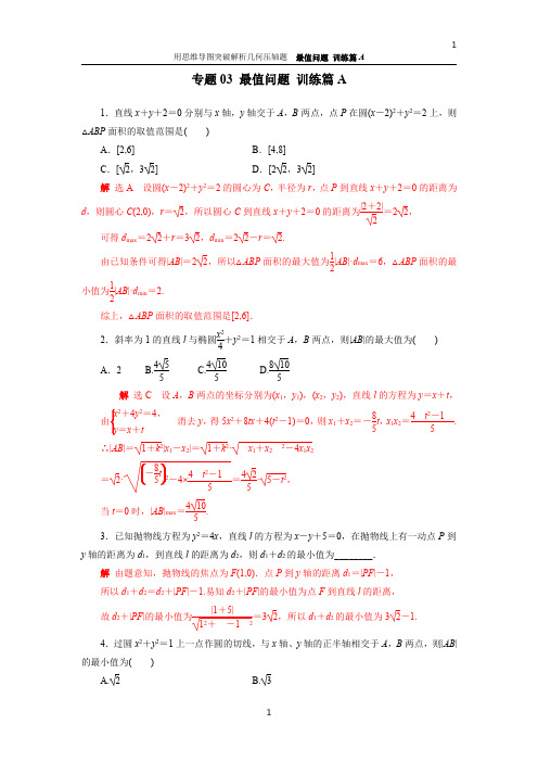 最值问题(训练篇A)-用思维导图突破圆锥曲线压轴题