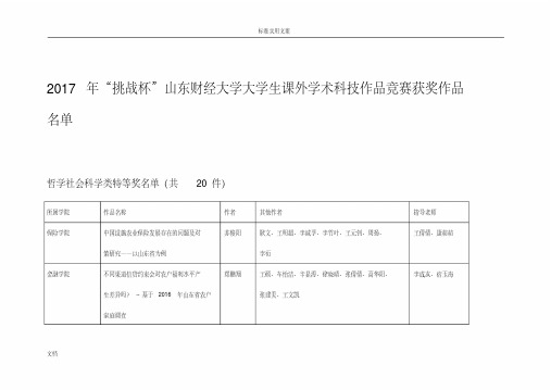 2017年学生实践和创新成果奖励