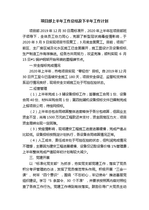 项目部上半年工作总结及下半年工作计划