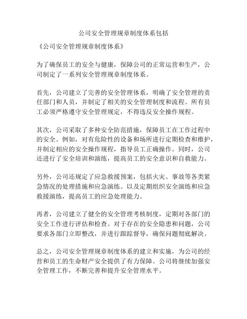 公司安全管理规章制度体系包括