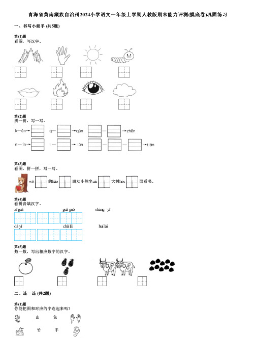 青海省黄南藏族自治州2024小学语文一年级上学期人教版期末能力评测(摸底卷)巩固练习