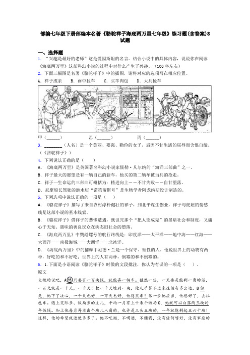 部编七年级下册部编本名著《骆驼祥子海底两万里七年级》练习题(含答案)8试题