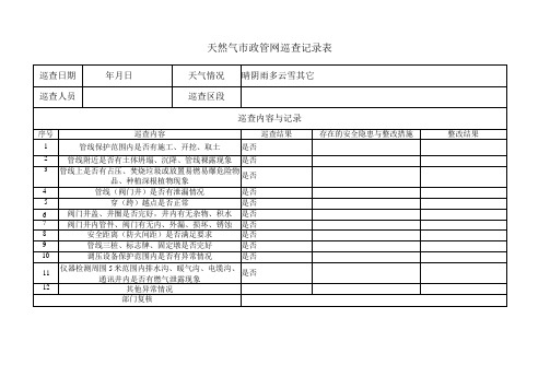 天然气市政管网巡查记录表