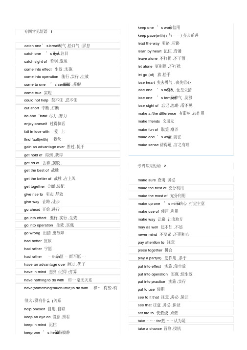 (完整版)专四常见短语搭配