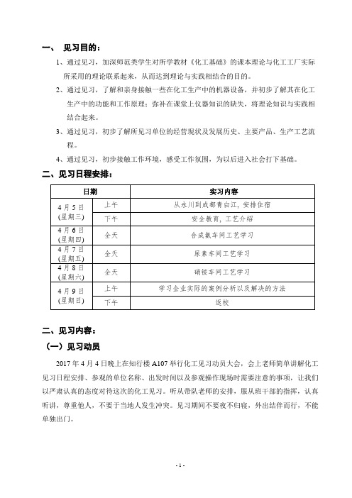 青白江化工见习报告