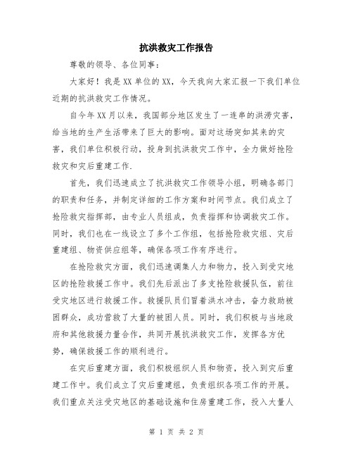 抗洪救灾工作报告