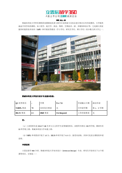 斯威本科技大学室内设计专业怎么样