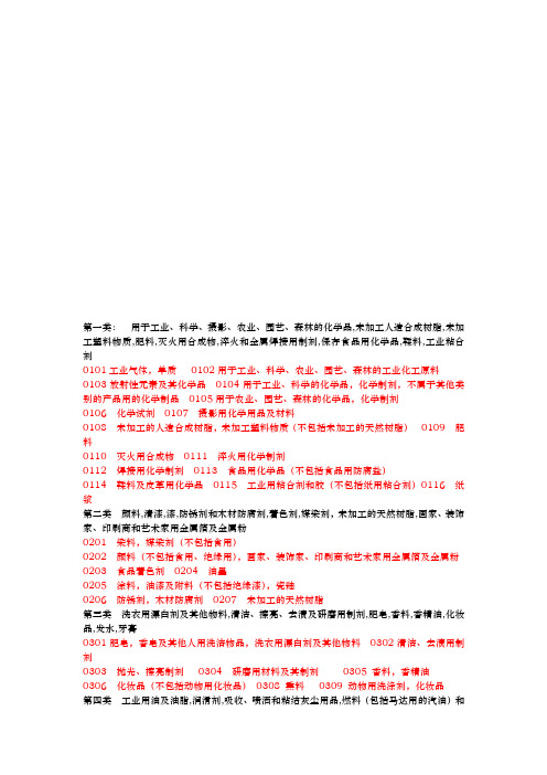 商品服务区分表