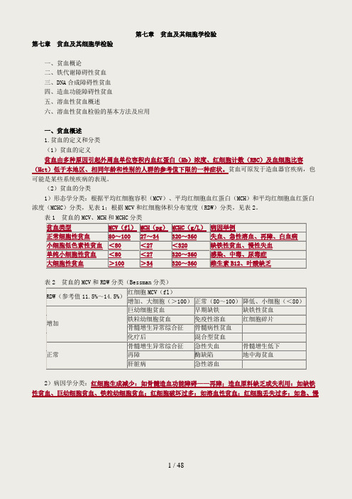 临床检验技师-临床血液学检验(2019)讲义第七章-贫血及其细胞学检验