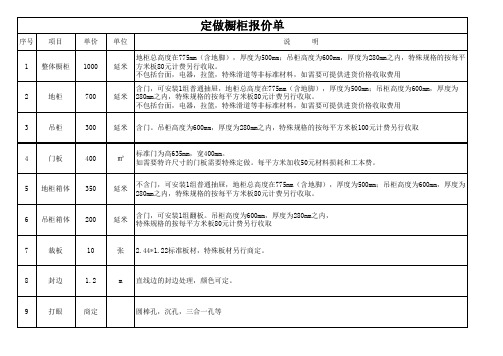 橱柜报价单