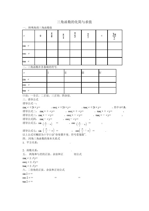 三角函数的化简与求值