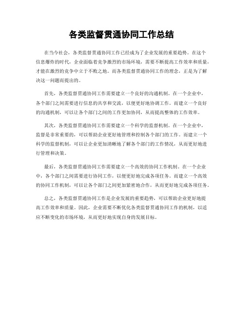 各类监督贯通协同工作总结