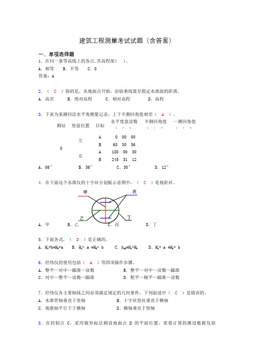 建筑工程测量试题库(含答案及图文)xo