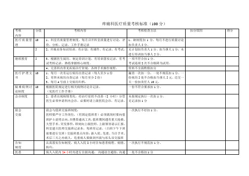 疼痛科医疗质量考核标准