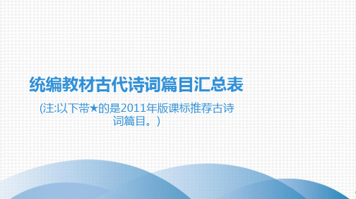 古诗文全解全练课件统编教材古代诗词篇目汇总表