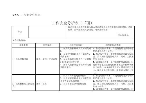 工作安全分析表(书面)