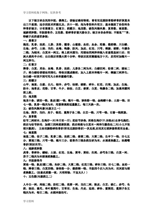 民间中医骨伤秘方