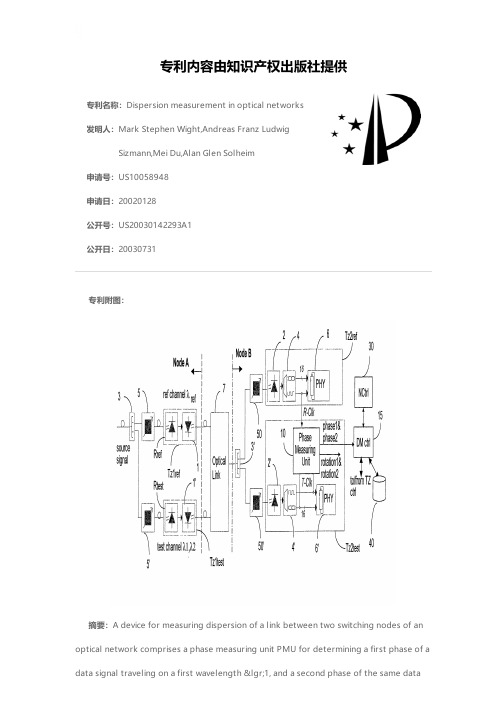 Dispersion measurement in optical networks