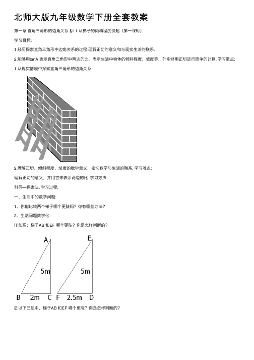 北师大版九年级数学下册全套教案