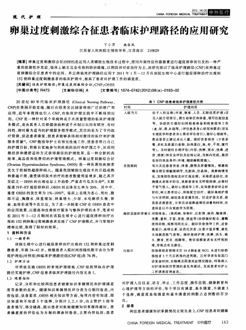 卵巢过度刺激综合征患者临床护理路径的应用研究