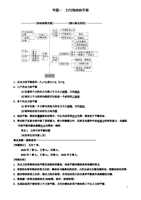 高考物理二轮复习专题力与物体的平衡教案