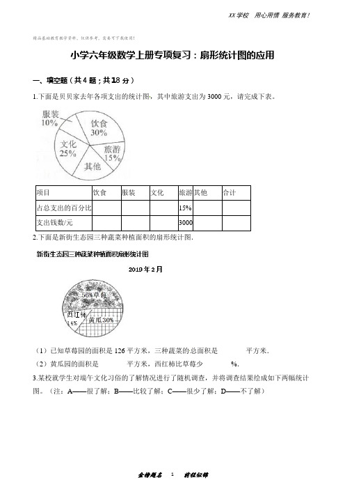 小学六年级数学上册专项复习：扇形统计图的应用