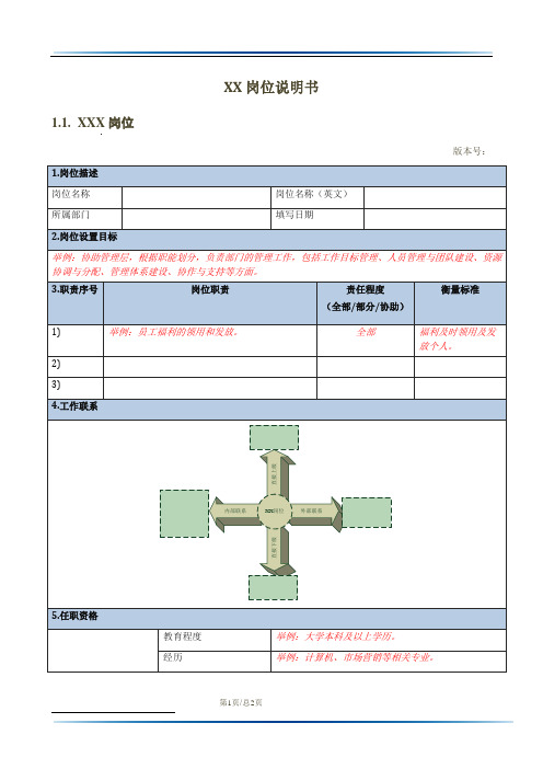 XX岗位说明书-格式模板