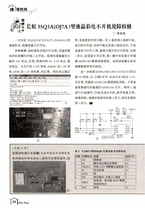 长虹55Q3A(OJ7A)型液晶彩电不开机故障检修