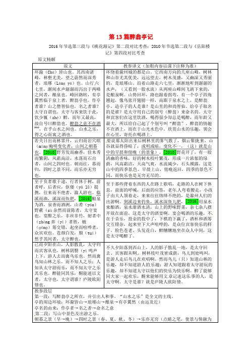 中考语文专题复习四文言文阅读第13篇醉翁亭记素材