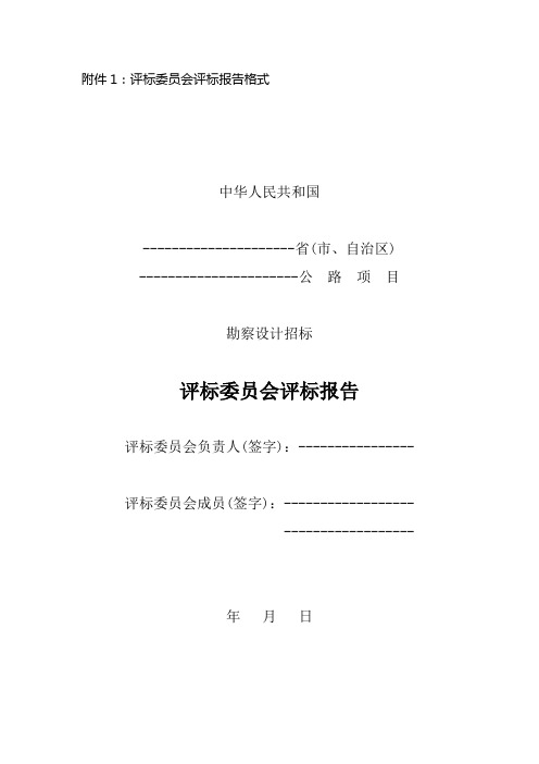 评标委员会评标报告