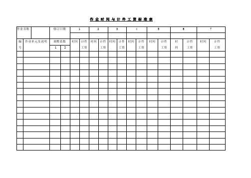 作业时间与计件工资标准表