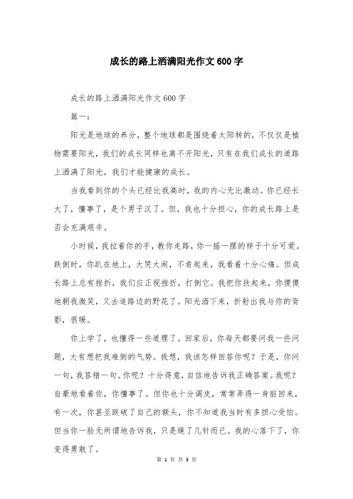 成长的路上洒满阳光作文600字