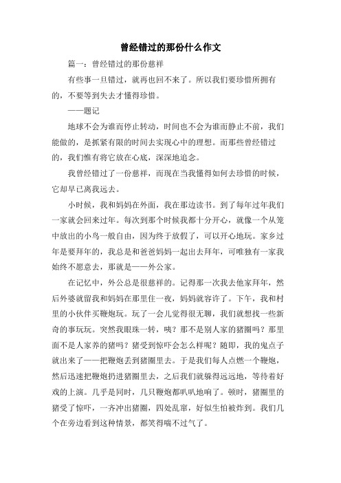 曾经错过的那份什么作文