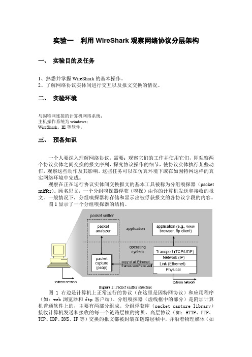 实验一  利用WireShark观察网络协议分层架构