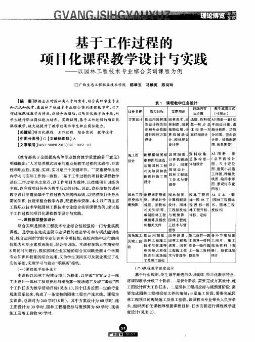 基于工作过程的项目化课程教学设计与实践——以园林工程技术专业综合实训课程为例